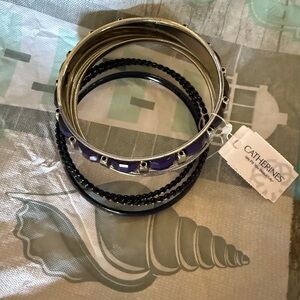 Catherines Purple and Black Mixed-Metal Bangle Set